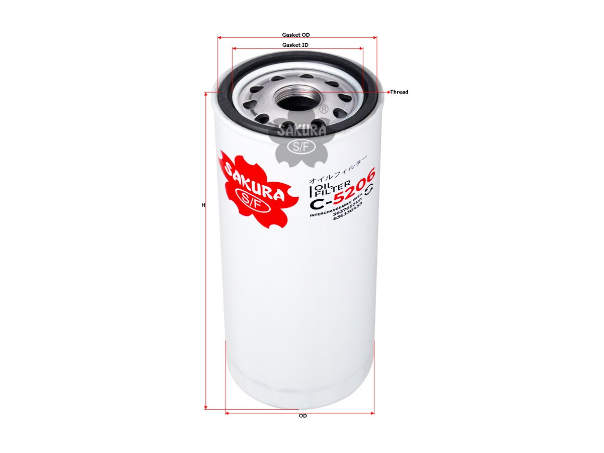C5206 Filtro de aceite SAKURA C5206 para MASSEY-FERGUSON, SISU y VALMET