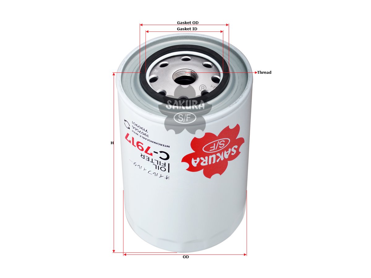 C7917 Filtro de aceite SAKURA C7917 para AGRIFUL, AIFO (IVECO-AIFO/OM/SOFIM) y 31 marcas más