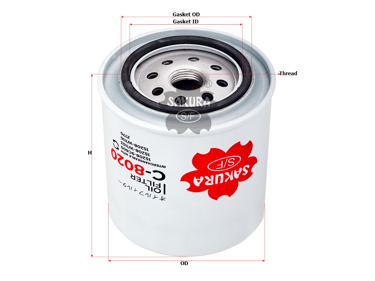 C8020 Filtro de aceite SAKURA C8020 para DATSUN, FORD y NISSAN