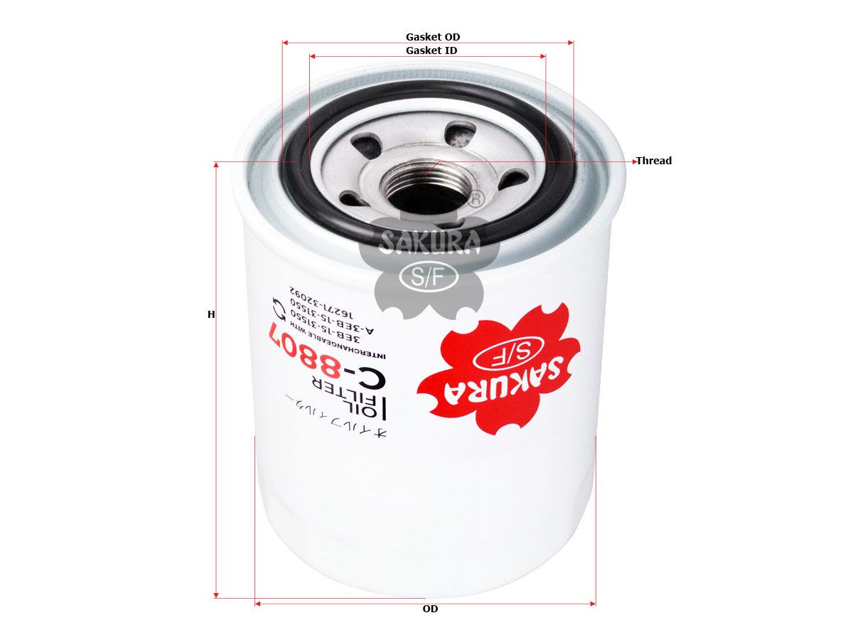 Filtro de aceite SAKURA C8807 para CASE, INGERSOLL RAND y 4 marcas más