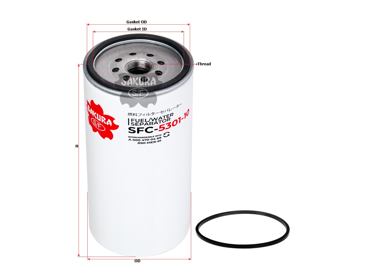 Separador de agua y combustible SAKURA SFC530110 para BOMAG, DOPPSTADT y 10 marcas más